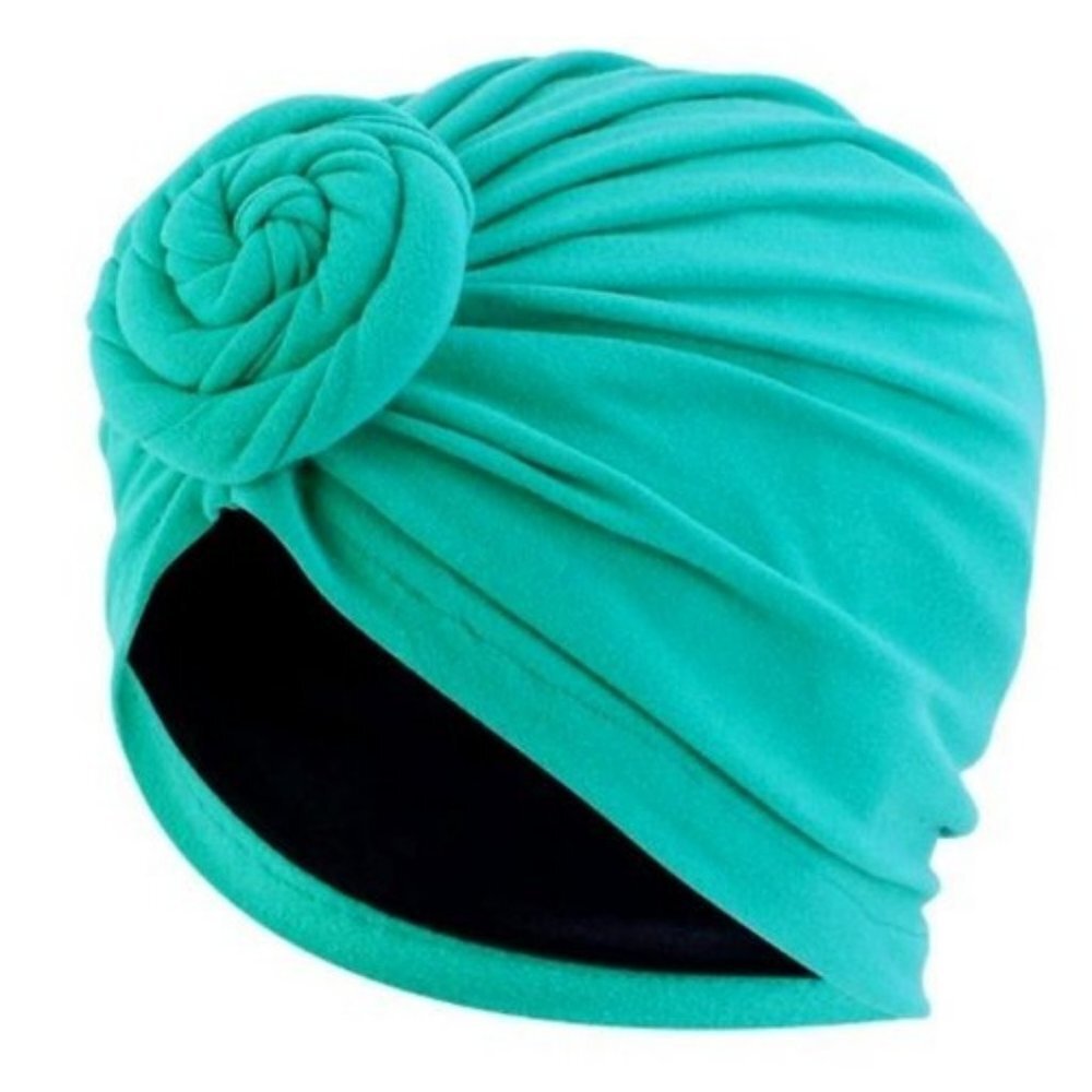 Turquoise Teal Turban SATIN-LINED Turban Pre-Tied Head Wraps Beanie Gift